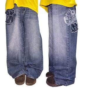 Y2k Baggy Fit Jeans Mens Akademiks 38x32 (Fits 39x32) skater Style Wide Leg